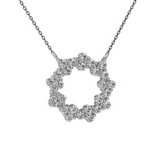 Lily Kolye - Beyaz zirkon 14 ayar beyaz altın kolye (40 cm gümüş rolo zincir) #1rpizih