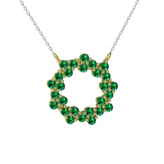 Lily Kolye - Yeşil kuvars 925 ayar altın kaplama gümüş kolye (40 cm beyaz altın rolo zincir) #1syemay
