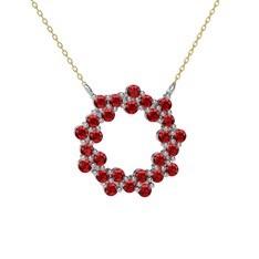 Garnet 8 ayar beyaz altın kolye (40 cm gümüş rolo zincir)
