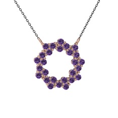 Ametist 925 ayar rose altın kaplama gümüş kolye (40 cm gümüş rolo zincir)