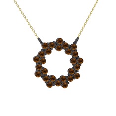Lily Kolye - Dumanlı kuvars 925 ayar siyah rodyum kaplama gümüş kolye (40 cm gümüş rolo zincir) #1w5lx3n
