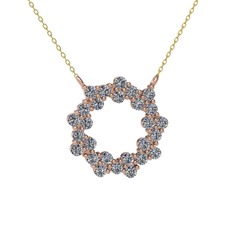 Pırlanta 14 ayar rose altın kolye (0.972 karat, 40 cm altın rolo zincir)