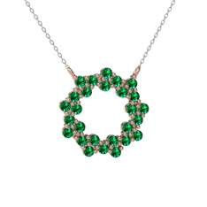 Lily Kolye - Yeşil kuvars 925 ayar rose altın kaplama gümüş kolye (40 cm gümüş rolo zincir) #1yvqtho