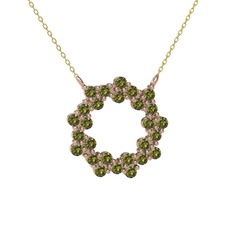 Peridot 14 ayar rose altın kolye (40 cm altın rolo zincir)