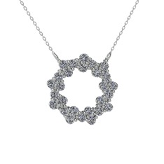 Lily Kolye - Pırlanta 14 ayar beyaz altın kolye (0.972 karat, 40 cm beyaz altın rolo zincir) #2beniu