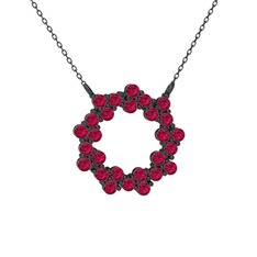 Lily Kolye - Rodolit garnet 925 ayar siyah rodyum kaplama gümüş kolye (40 cm gümüş rolo zincir) #2lv6pf