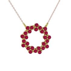 Lily Kolye - Rodolit garnet 14 ayar altın kolye (40 cm rose altın rolo zincir) #31ynmz