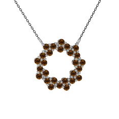 Lily Kolye - Dumanlı kuvars 14 ayar beyaz altın kolye (40 cm gümüş rolo zincir) #39tryw
