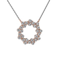 Lily Kolye - Beyaz zirkon 8 ayar rose altın kolye (40 cm gümüş rolo zincir) #3imjiv