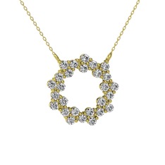 Lily Kolye - Beyaz zirkon 8 ayar altın kolye (40 cm altın rolo zincir) #41stlw