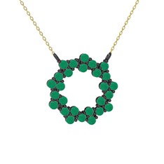 Lily Kolye - Kök zümrüt 925 ayar siyah rodyum kaplama gümüş kolye (40 cm gümüş rolo zincir) #439p2l
