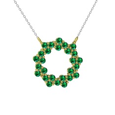 Lily Kolye - Yeşil kuvars 8 ayar altın kolye (40 cm gümüş rolo zincir) #4iryuk