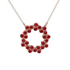 Lily Kolye - Garnet 925 ayar rose altın kaplama gümüş kolye (40 cm rose altın rolo zincir) #4jus6g