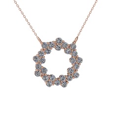 Pırlanta 14 ayar rose altın kolye (0.972 karat, 40 cm rose altın rolo zincir)