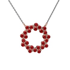 Lily Kolye - Garnet 8 ayar rose altın kolye (40 cm gümüş rolo zincir) #5k9jda
