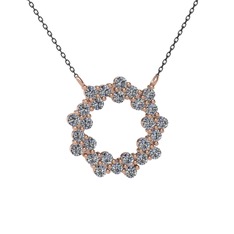 Lily Kolye - Pırlanta 14 ayar rose altın kolye (0.972 karat, 40 cm gümüş rolo zincir) #5wsylp