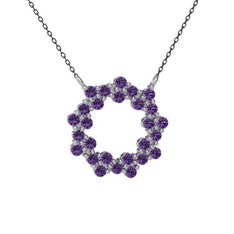 Lily Kolye - Ametist 14 ayar beyaz altın kolye (40 cm gümüş rolo zincir) #78znwn