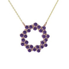 Lily Kolye - Ametist 8 ayar rose altın kolye (40 cm altın rolo zincir) #82w8ol