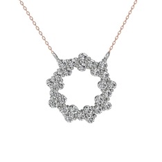 Lily Kolye - Swarovski 14 ayar beyaz altın kolye (40 cm rose altın rolo zincir) #84wxrj