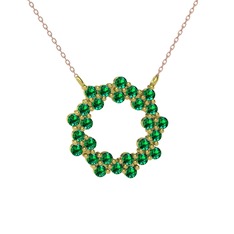 Lily Kolye - Yeşil kuvars 8 ayar altın kolye (40 cm rose altın rolo zincir) #902me