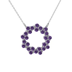 Lily Kolye - Ametist 18 ayar beyaz altın kolye (40 cm beyaz altın rolo zincir) #90glp7