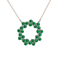 Lily Kolye - Yeşil kuvars 925 ayar gümüş kolye (40 cm rose altın rolo zincir) #94b9nf