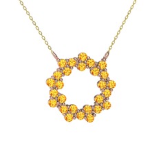 Sitrin 18 ayar rose altın kolye (40 cm altın rolo zincir)