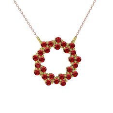Garnet 18 ayar altın kolye (40 cm rose altın rolo zincir)