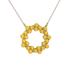 Lily Kolye - Sitrin 8 ayar altın kolye (40 cm rose altın rolo zincir) #c68i1e