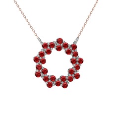 Lily Kolye - Garnet 14 ayar beyaz altın kolye (40 cm rose altın rolo zincir) #c9g4v