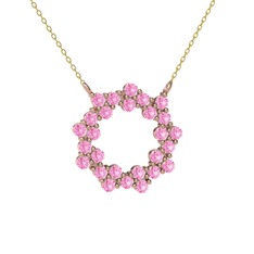 Pembe kuvars 8 ayar rose altın kolye (40 cm altın rolo zincir)
