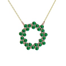 Lily Kolye - Yeşil kuvars 925 ayar rose altın kaplama gümüş kolye (40 cm altın rolo zincir) #d8x2qi