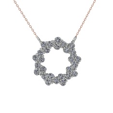Lily Kolye - Pırlanta 14 ayar beyaz altın kolye (0.972 karat, 40 cm rose altın rolo zincir) #dy2c8b