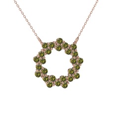 Peridot 18 ayar rose altın kolye (40 cm rose altın rolo zincir)