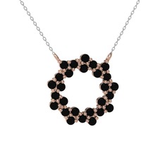 Lily Kolye - Siyah zirkon 14 ayar rose altın kolye (40 cm beyaz altın rolo zincir) #f56rx2