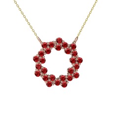 Lily Kolye - Garnet 18 ayar rose altın kolye (40 cm altın rolo zincir) #j3ankj