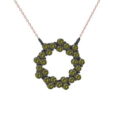 Lily Kolye - Peridot 925 ayar siyah rodyum kaplama gümüş kolye (40 cm rose altın rolo zincir) #jgm4xp