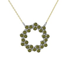 Lily Kolye - Peridot 18 ayar beyaz altın kolye (40 cm altın rolo zincir) #jp6ft3