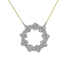 Lily Kolye - Beyaz zirkon 18 ayar beyaz altın kolye (40 cm gümüş rolo zincir) #k9bre4