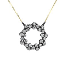 Lily Kolye - Swarovski 925 ayar siyah rodyum kaplama gümüş kolye (40 cm altın rolo zincir) #ldt12r