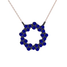 Lily Kolye - Lab safir 925 ayar siyah rodyum kaplama gümüş kolye (40 cm rose altın rolo zincir) #lodpor