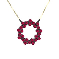Lily Kolye - Rodolit garnet 925 ayar siyah rodyum kaplama gümüş kolye (40 cm altın rolo zincir) #mfqxby