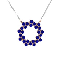 Lily Kolye - Lab safir 8 ayar rose altın kolye (40 cm beyaz altın rolo zincir) #ml4yaq