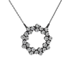 Lily Kolye - Swarovski 925 ayar siyah rodyum kaplama gümüş kolye (40 cm gümüş rolo zincir) #mnlrp5