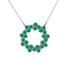 Lily Kolye - Kök zümrüt 925 ayar gümüş kolye (40 cm beyaz altın rolo zincir) #nlbzmy