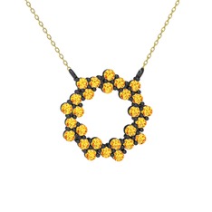 Lily Kolye - Sitrin 925 ayar siyah rodyum kaplama gümüş kolye (40 cm altın rolo zincir) #nv8v96
