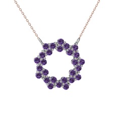 Lily Kolye - Ametist 8 ayar beyaz altın kolye (40 cm rose altın rolo zincir) #nw32mc