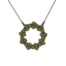 Lily Kolye - Peridot 925 ayar siyah rodyum kaplama gümüş kolye (40 cm gümüş rolo zincir) #ooaiyn