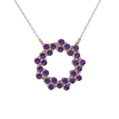 Lily Kolye - Ametist 18 ayar rose altın kolye (40 cm gümüş rolo zincir) #p05dzv