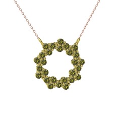 Peridot 14 ayar altın kolye (40 cm rose altın rolo zincir)